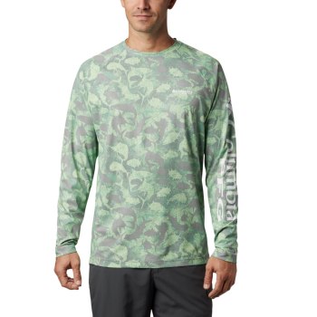 Pánské Mikiny Columbia PFG Terminal Deflector Printed Long Sleeve Šedé Maskáčové YAWOUV106